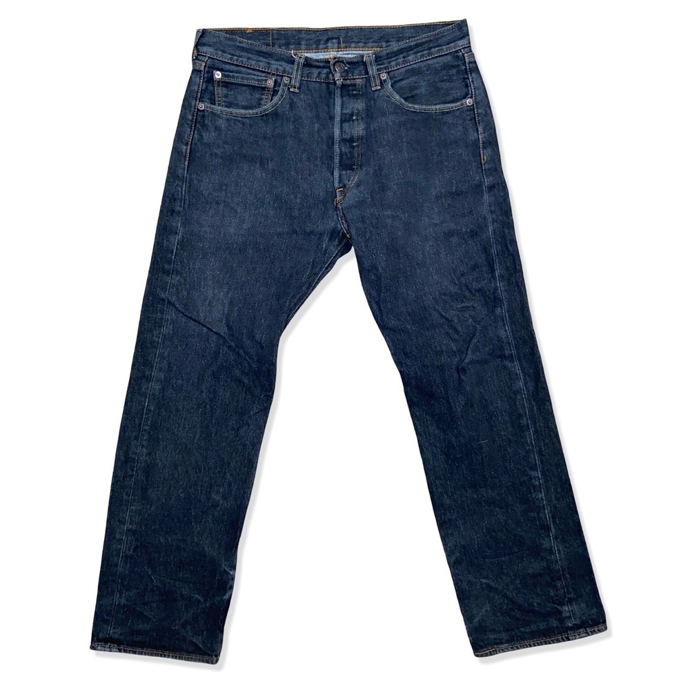 Levi's 501 Jeans Men's 32x28 Dark Wash Blue Denim Button Fly Mexico